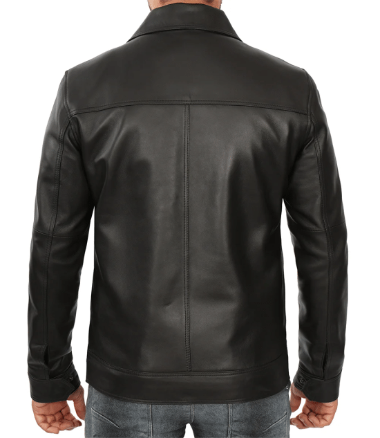 Men Tall Black Harrington Leather Jacket