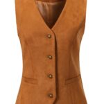 Women Tan Shadow Streak Leather Vest