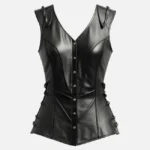 Women Retro Black Leather Biker Vest