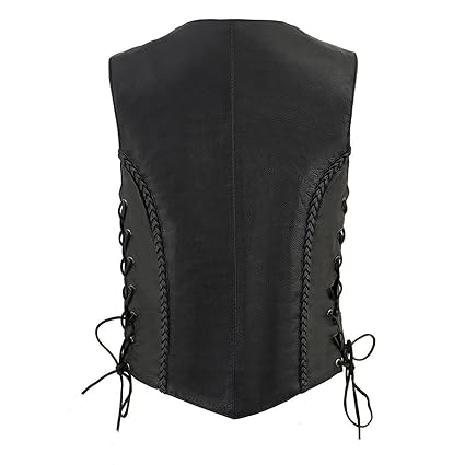 Women Braided Leather Motorcycle Vest