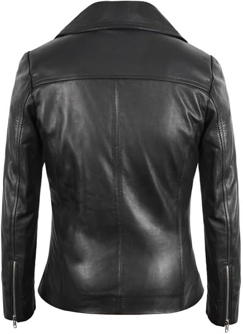 Womens Black Leather Biker Jacket