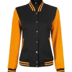 Womens Yellow And Black Varsity Jacket