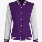 Womens Purple And White Varsity Jacket