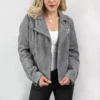 Women Suede Biker Grey Jacket