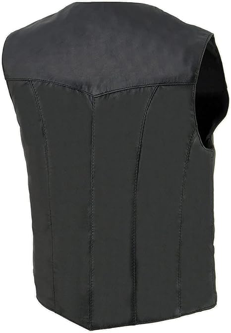 Women Classic Black Leather Motorcycle Vest