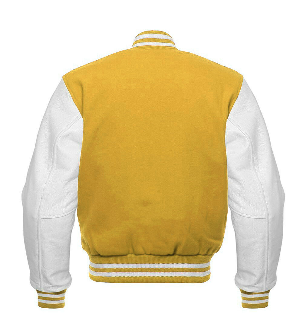 Mens Yellow And White Varsity Jacket