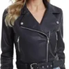 Motorcycle Cropped Leather Jacket For Women