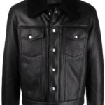 Men Black Leather Trucker Jacket