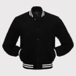 Men Black Fleece Varsity Jacket