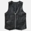 Men Asphalt Ace Black Leather Vest