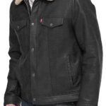 Men Faux Leather Trucker Jacket