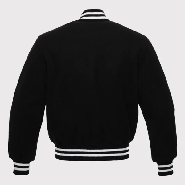 Men Black Fleece Varsity Jacket