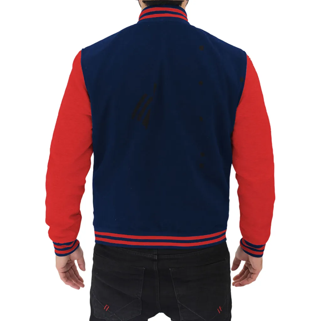 Men Red And Blue Varsity Baseball Jacket