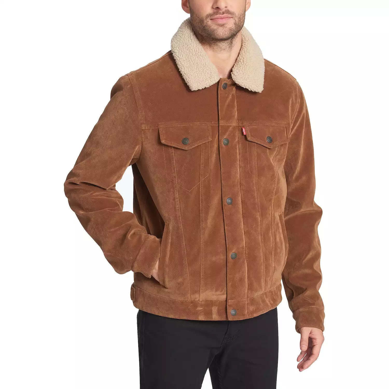 Men Brown Corduroy Trucker Jacket