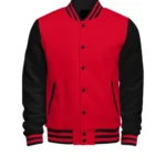 Men Red And Black Varsity Jacket