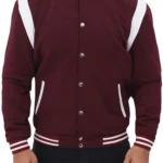 Men White And Maroon Letterman Jacket