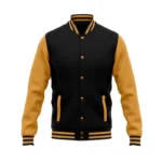Men Baseball Style Black And Yellow Varsity Jacket