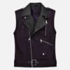 Men Purple Leather Bikers Vest