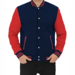 Men Red And Blue Varsity Baseball Jacket