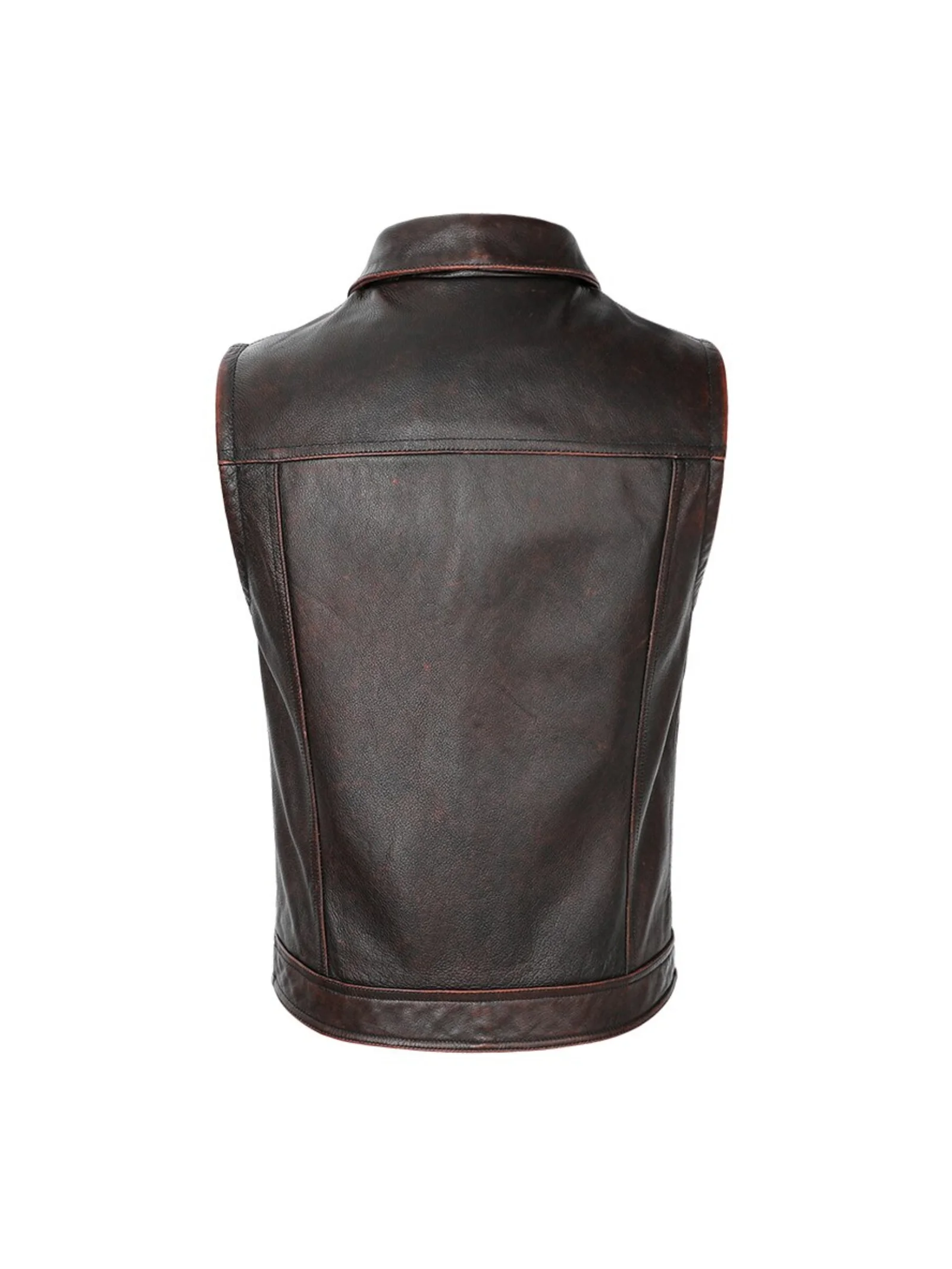 Men Distressed Brown Biker Leather Vest