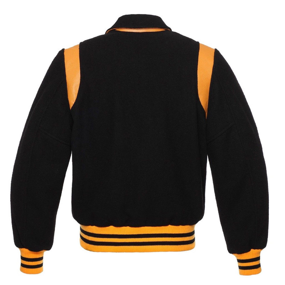 Men Black And Gold Varsity Jacket