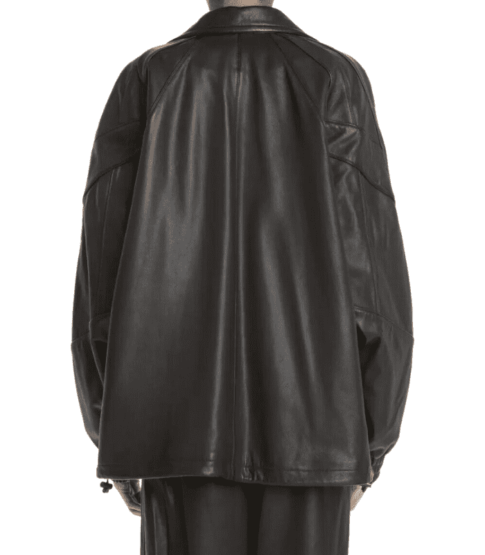 Women Oversized Black Bomber Leather Jacket