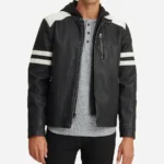 Men Ashton Faux Leather Cafe Racer Hood Jacket