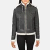 Women Fiona Black Hooded Shearling Leather Jacket