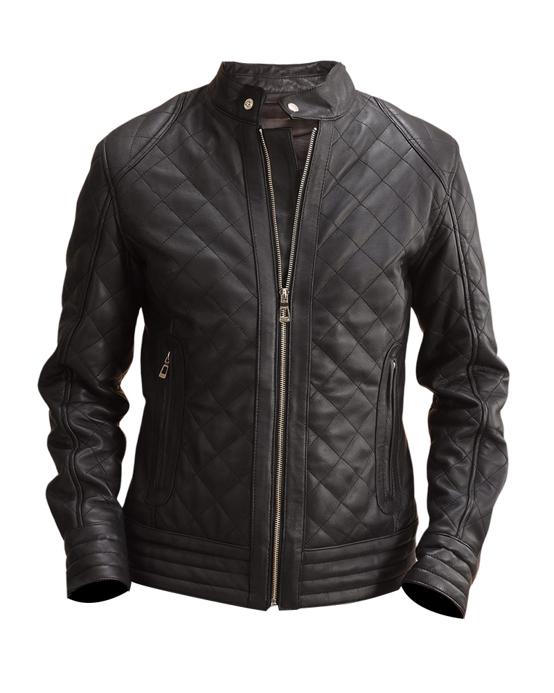 Mens Black Quilted Leather Jacket