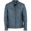 Mens Blue Leather Motorcycle Jacket