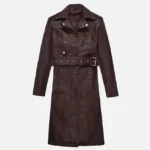 Women Stylish Maroon Leather Long Coat