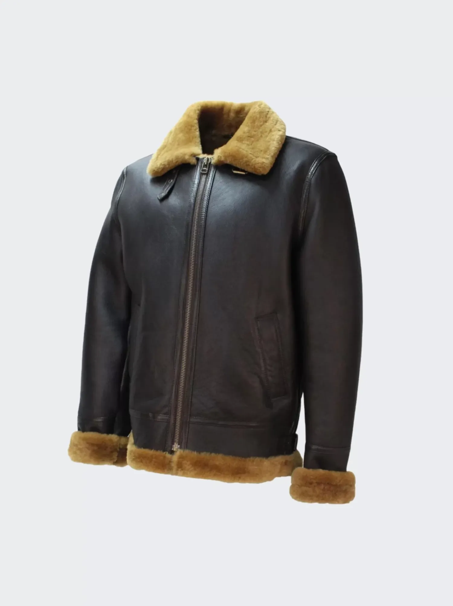 Men B3 Shearling Leather Moto Collar Jacket