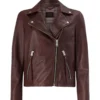 Women Brown Vintage Motorcycle Jacket