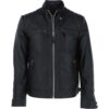 Mens Black luxurious Leather Moto Jacket
