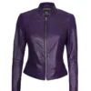Women Purple Motorcycle Leather Jacket