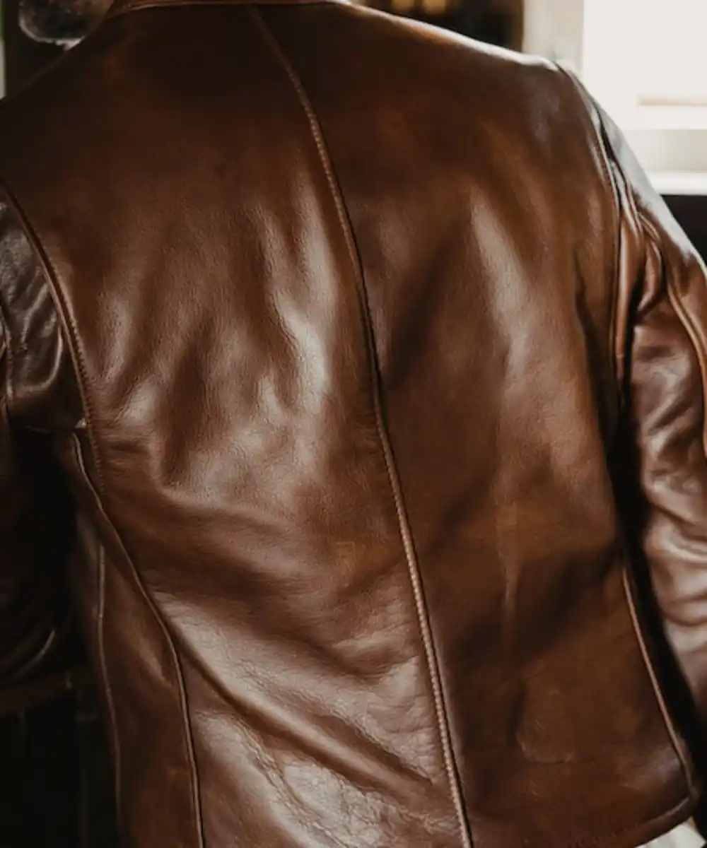 Mens Stylish Brown Cafe Racer Leather Jacket