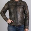Women Distressed Brown Motorcycle Leather Jacket