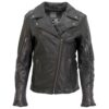 Women Classic Black Leather Motorcycle jacket