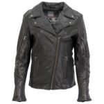 Women Classic Black Leather Motorcycle jacket
