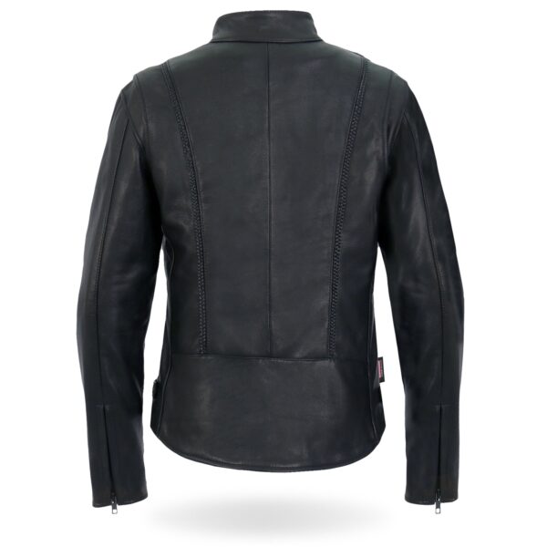 Women Braided Leather Black Motorcycle Jacket