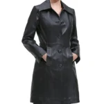 Women Black Maisy Leather Long Coat