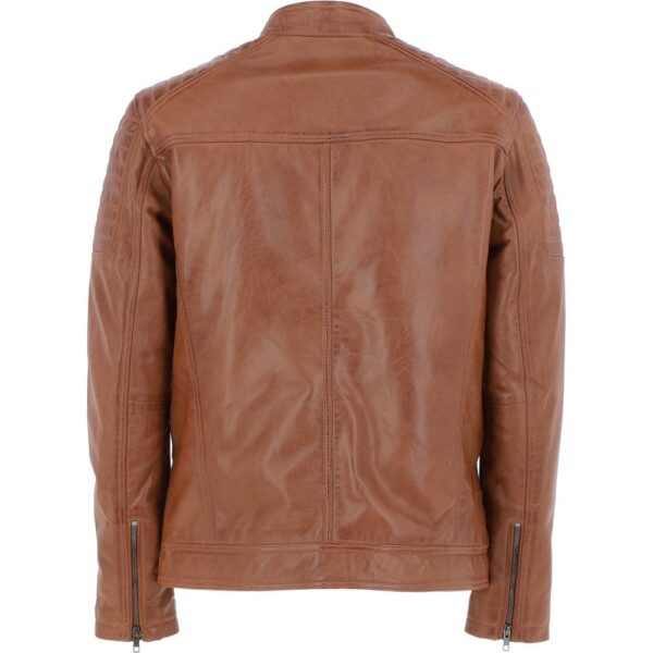 Mens Moto Durable Tan Leather Jacket