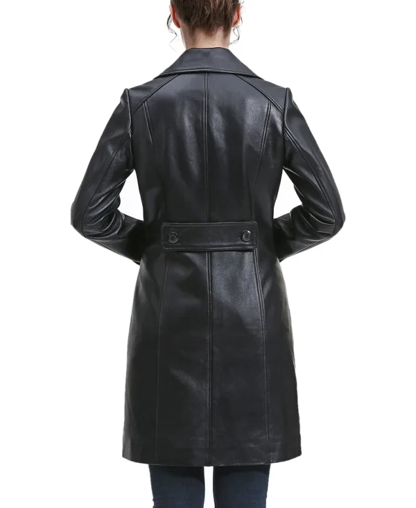 Women Black Maisy Leather Long Coat
