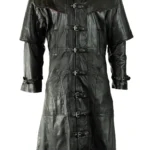 Mens Black Full Length Leather Duster Coat