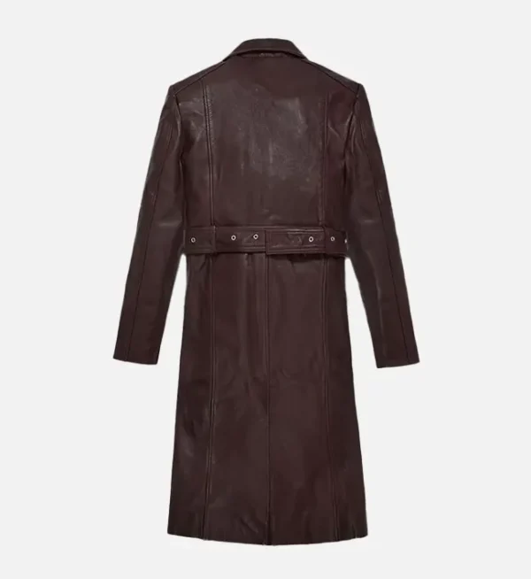 Women Stylish Maroon Leather Long Coat