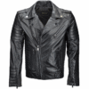 Men Constantine Ribbed Leather Biker Jacket