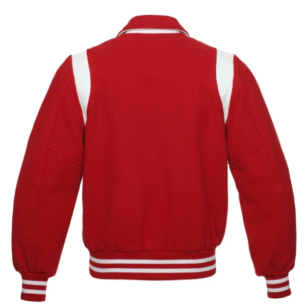 Men Red Wool White Leather Sleeves Varsity jackets