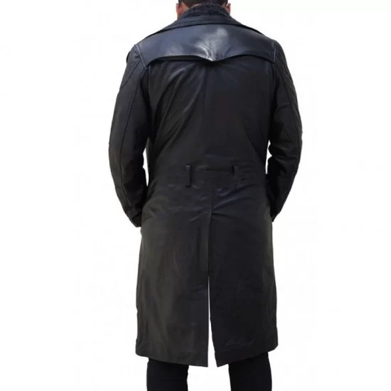 Mens Stylish Black Blade Leather Duster Coat