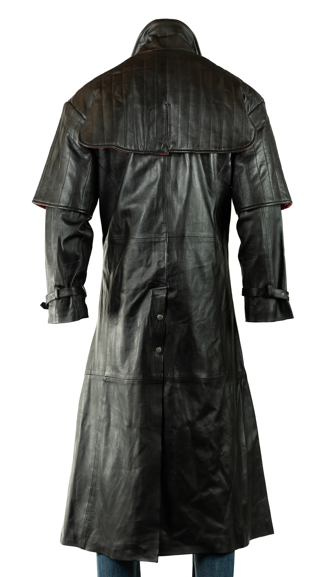 Mens Black Full Length Leather Duster Coat