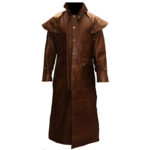 Mens Brown Leather Long Duster Coat